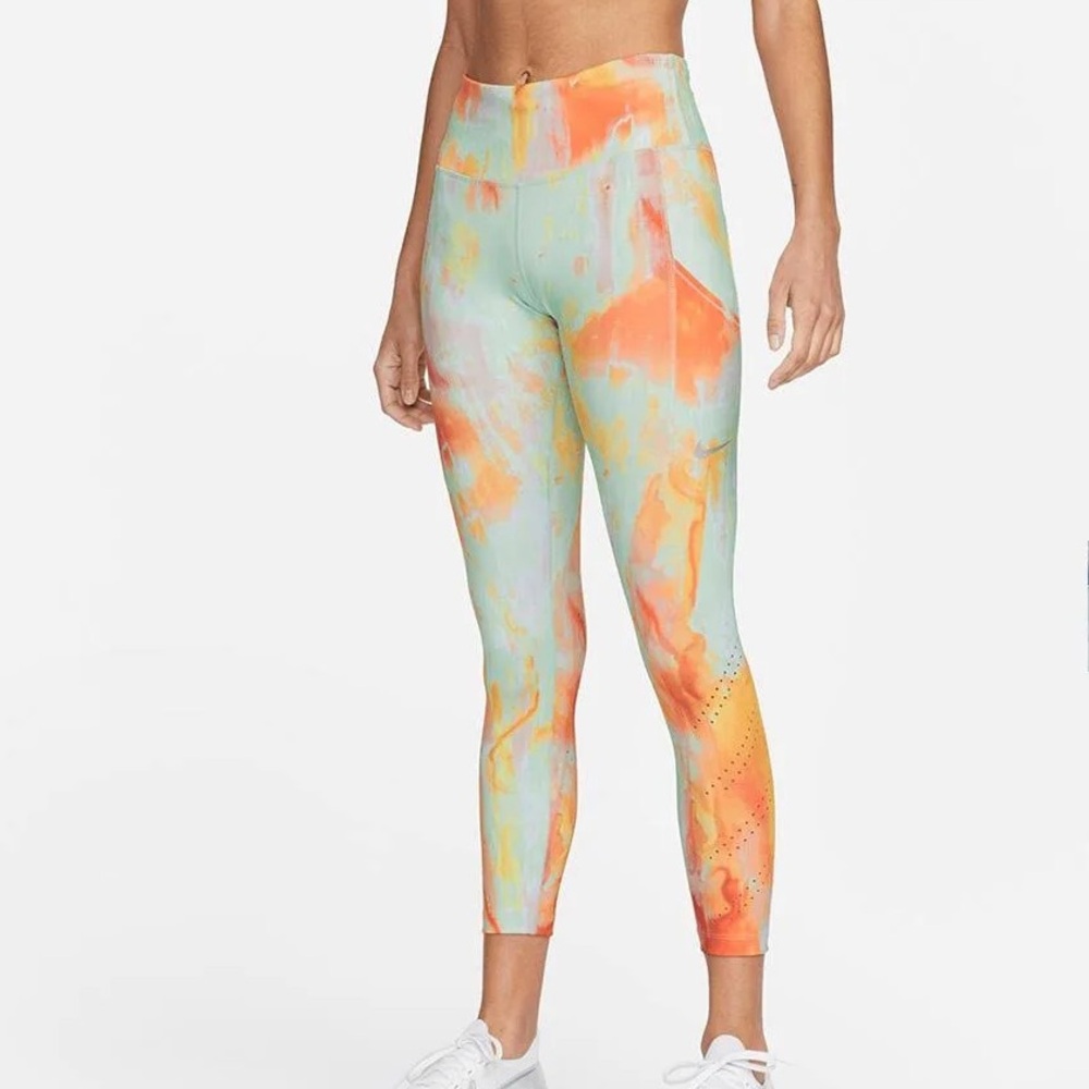 Nike Dri-Fit Epic Luxe Mid-Rise 7/8 Running Leggings Womens Medium Multicolor